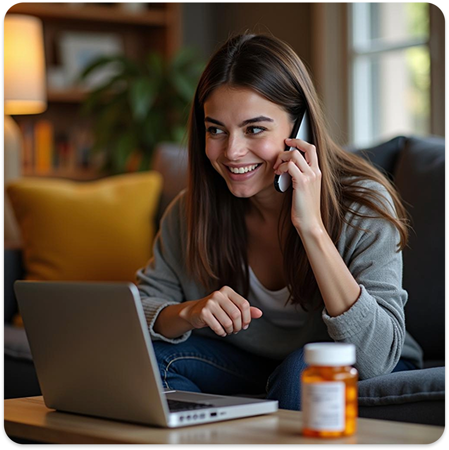 Woman transferring prescription online